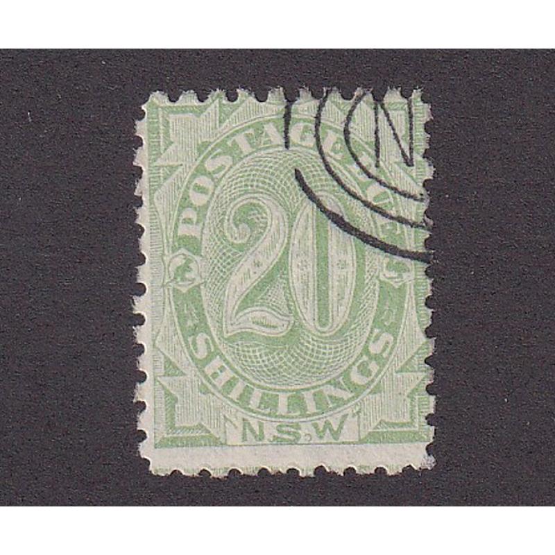 (LD1123) NEW SOUTH WALES · 1891: c.t.o.(no gum) 20/- green Postage Due SG D10 in excellent condition front/reverse · c.v. £110 (2 images)