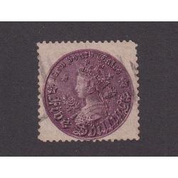 (LD1127) NEW SOUTH WALES · 1897/99: lightly used 5/- reddish-purple QV "Coin" perf.12x11 SG 297e · fine condition front/reverse · c.v. £25 (2 images)