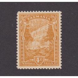 (LD1167) TASMANIA · 1909: fresh mint 4d orange-buff Pictorial (Crown/A wmk · perf.11) SG 247ba · excellent perfs, colour and centering · c.v. £65 (2 images)