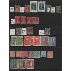 (LD1524L) TASMANIA · 5 s/sheets housing M/U/fiscally used oddments in a mixed condition · includes "better" · noted a page of official perfins, postally used Chalons, values to 2/6d and so on · 150+ (5 images)