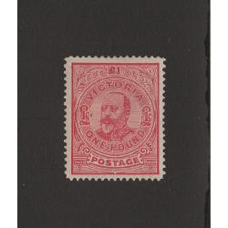 (LD1533) VICTORIA · 1901: mint £1 carmine-rose KEVII SG 399 · a patch of gum is absent where a hinge has been removed o/wise in fine condition · c.v. £350 (2 images)