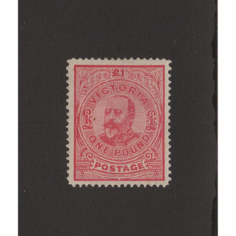 (LD1533) VICTORIA · 1901: mint £1 carmine-rose KEVII SG 399 · a patch of gum is absent where a hinge has been removed o/wise in fine condition · c.v. £350 (2 images)