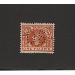 (LD1535) WESTERN AUSTRALIA · 1902: mint £1 orange-brown QV perf OS BW W68Ab · a clean hinge remnant and some mild gum disturbance but still a most attractive example · c.v. AU$1500 (2 images)