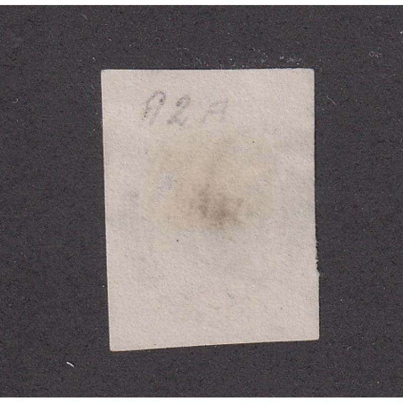 (LD1559) NEW SOUTH WALES · 1856: used (6d) vermilion & Prussian blue Registration Stamp SG 102 · tiny shallow thin at centre-left o/wise in excellent condition · margins range from touching at L to large · c.v. £180 (2 images)