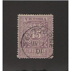 (LD1570) VICTORIA · 1890: 45/- lilac S/Duty (V/Crown wmk · perf.12½) SG 277 with gum c.t.o. at Melbourne on MY/1/01 · produced for presentation sets · c.v. £300 for postally used (2 images)