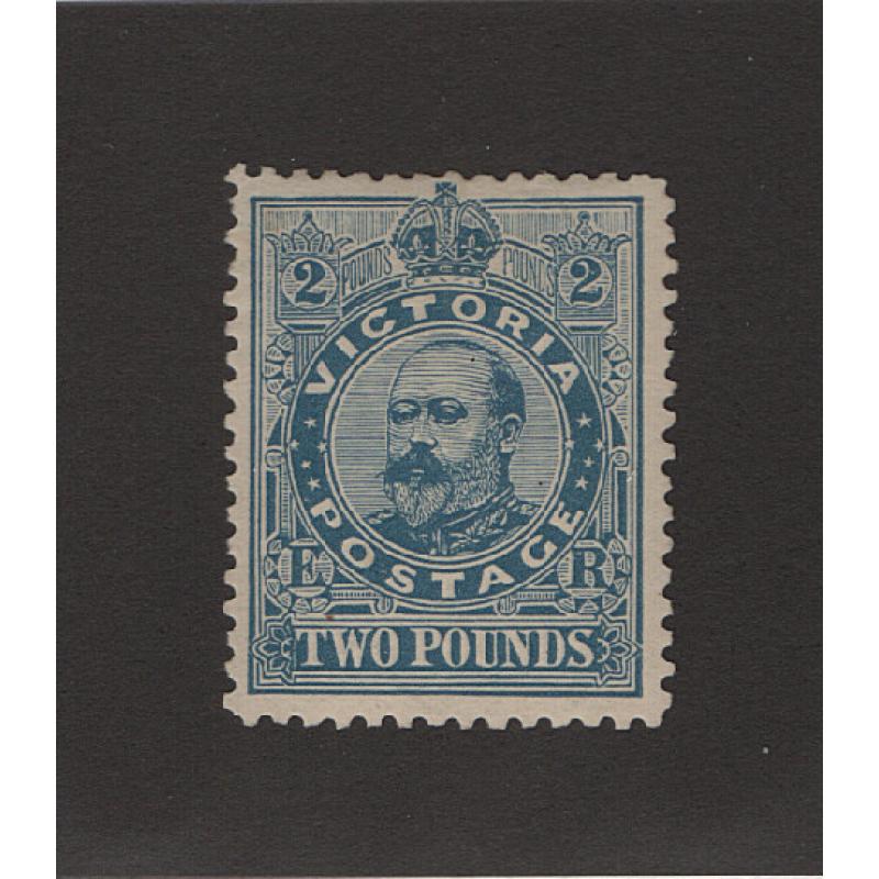 (LD1573) VICTORIA · 1907: mint £2 dull blue KEVII (Crown/A wmk · perf.11) SG 445 · some gum absent where hinges have been removed o/wise in excellent condition · c.v. £1300 (2 images)