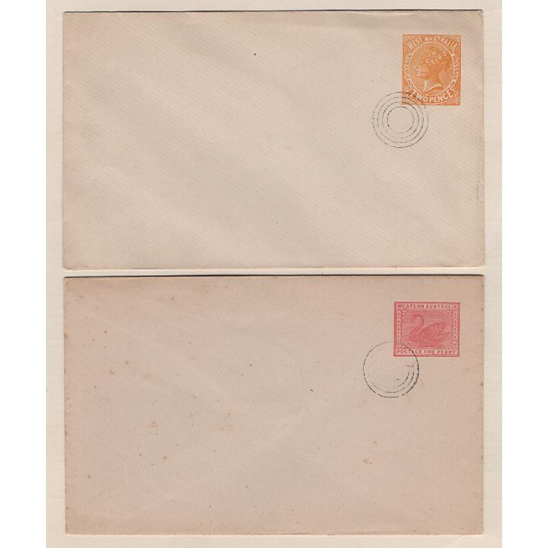 (LD1578) WESTERN AUSTRALIA · 1902: c.t.o. 1d rose and 2d orange Swan envelopes Pope EN 1 & 3 · any imperfections are quite minor; 2d has flap stuck down · total c.v. AU$160 (2)