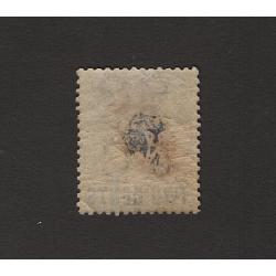 (LD1590) CANADA · BRITISH COLUMBIA · 1868: mint 2c brown B.C. Seal surcharged TWO CENTS SG 28 · gum glazed with offset from another stamp .... looks great from front · c.v. £170 (2 images)