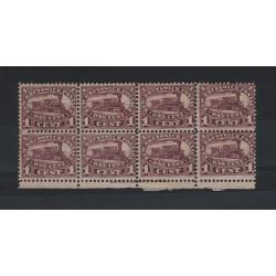 (LD1595) NEW BRUNSWICK · 1860: MNH block of 8x 1c dull claret Locomotive with  American Bank Note Co. New York imprint · some minor gum disturbance · fine appearance · total c.v. £560 (2 images)