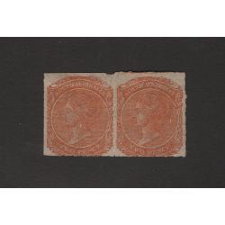 (LD1617) SOUTH AUSTRALIA · 1869: mint pair of 2d orange-red QV S/face (Large Star wmk · roul.8½) SG 164 · some gum disturbance and toning so please view both largest images · total c.v. £800 (2)