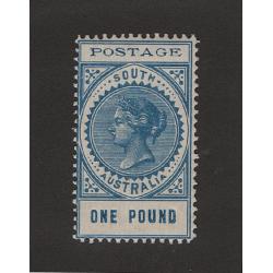 (LD1626) SOUTH AUSTRALIA · 1902: fresh MLH £1 blue QV Long Stamp SG 279 in excellent condition front & back · c.v. £500 (2 images)