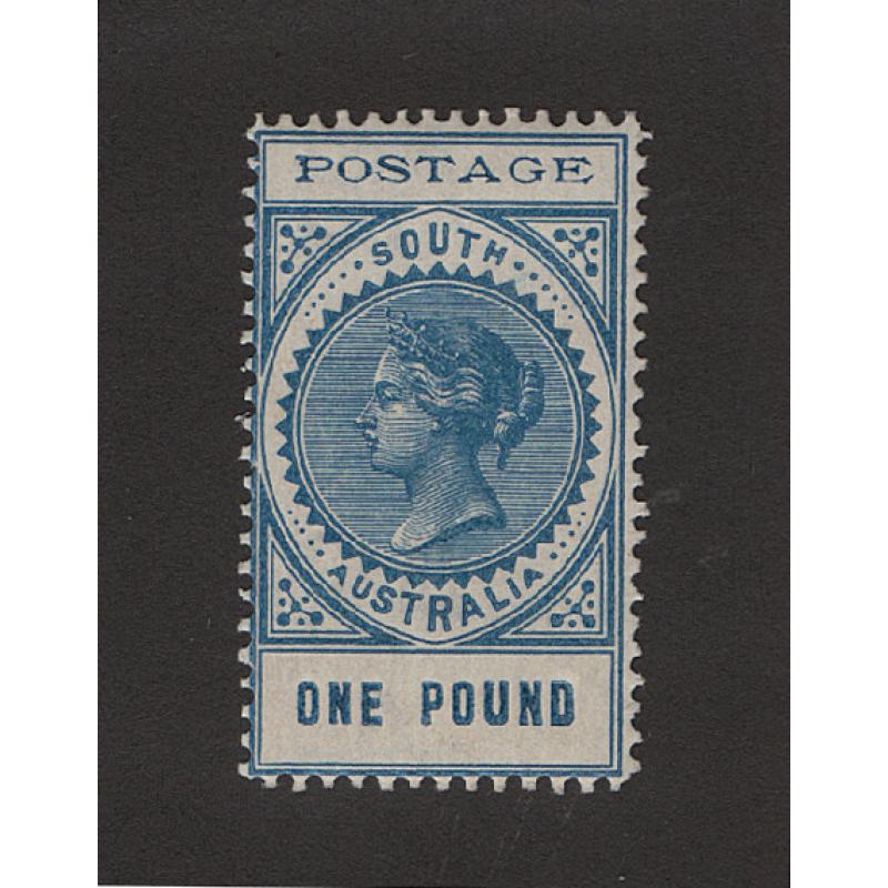 (LD1626) SOUTH AUSTRALIA · 1902: fresh MLH £1 blue QV Long Stamp SG 279 in excellent condition front & back · c.v. £500 (2 images)