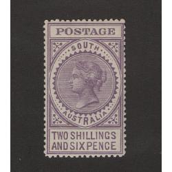 (LD1631) SOUTH AUSTRALIA · 1910: mint 2/6d pale violet QV Long Stamp (Thick Postage · Crown/A wmk · perf.12 ½) SG 304a · excellent condition · c.v. £75 (2 images)