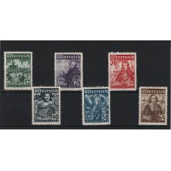 (LD1641) AUSTRIA · 1933: MLH/MVLH Deliverance from Turks Anniversary, etc. commemoratives Scott B112/B117 · fine condition front/back · c.v. US$144 (2 images)