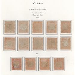 (LD1657L) VICTORIA · 1890/94: complete first issue of P/Dues printed in dull blue & brown-lake SG D1/10 plus the later print in different shades SG D1a/4a · total c.v. £695 · see full description (2 images)