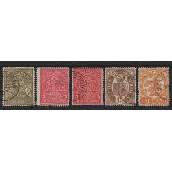 (LD1675) VICTORIA · 1900/01: five Stamp Duty issues to £1 all CTO · various V/Crown wmks (sideways) and shades · condition varies so please view both largest images · total c.v. if fault-free would be £160+ (5)