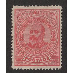 (LD1678) VICTORIA · 1907: mint £1 salmon KEVII (perf.12½) SG 431 · tiny surface "spot" at UL o/wise in excellent condition · c.v. £400 (2 images)