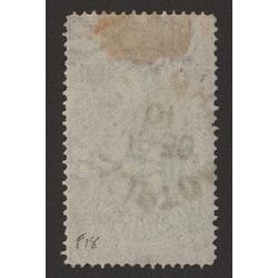 (LD1680) VICTORIA · 1884: postally used 5/- blue QV Stamp Statute (s/ways wmk) SG 227 · hinge gum stain on back o/wise in excellent condition · c.v. £130 (2 images)