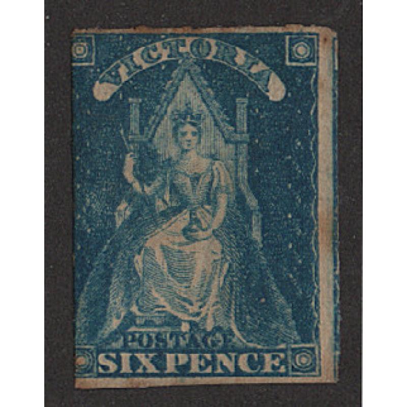 (LD1687) VICTORIA · 1858: MNG rouletted 6d bright blue QOT SG 73 · some light peripheral toning in places o/wise in excellent condition · c.v. £20 for used (2 images)