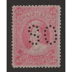 (LD1689) QUEENSLAND · 1905: FU 2/6d vermilion (aniline) QV Chalon perf.12½ with reversed 'OS' puncture BW Q52Bb · fine condition · c.v. AU$175 (2 images)