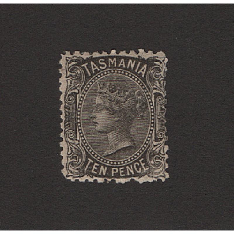 (LD1695) TASMANIA · 1870: mint 10d black QV S/face perf.12 SG 131 · excellent gum/appearance · c.v. £30 (2 images)