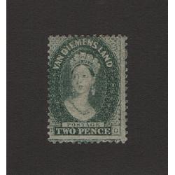 (LD1696) TASMANIA · 1864/68: mint 2d slate-green QV Chalon perf.12½ SG 84 · most of original gum · nice colour · c.v. £700 (2 images)