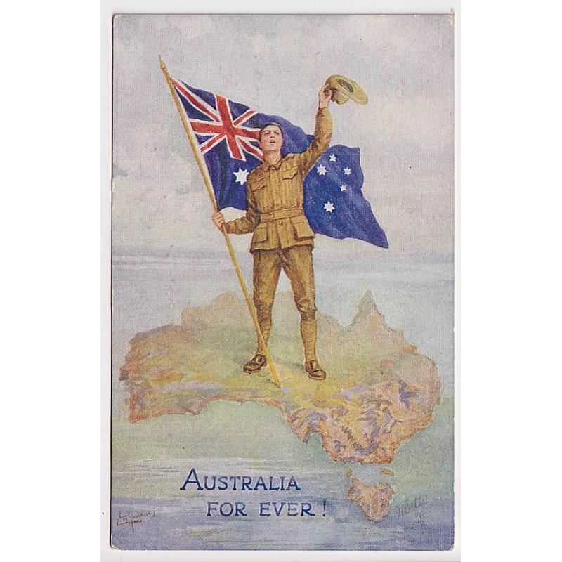 (ME1022) AUSTRALIA · c.1915: unused card from Tuck's "Oilette" THE CALL OF THE FLAG set captioned AUSTRALIA FOR EVER! · excellent to fine condition