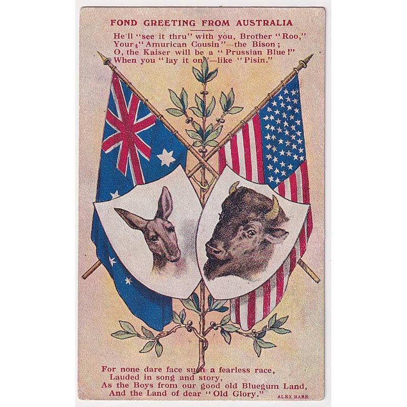 (ME1035) VICTORIA · AUSTRALIA  c.1910: patriotic card by Osboldstone · message on verso "....are you not happy that the war is over" · not postally used · some light soiling on verso o/wise in excellent condition