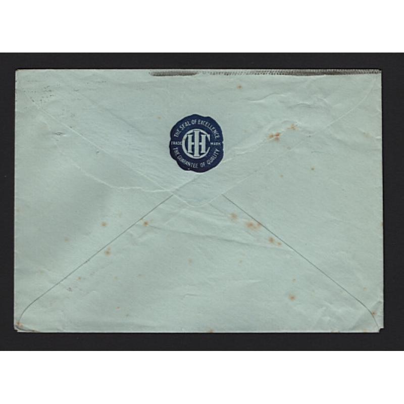 (MK15015) AUSTRALIA · 1914: used stamped-to-order envelope used by CHI, Melbourne with a Die I 1d Roo indicium BW ES3 · vendor states "scarce user on coloured envelope" · some spots but quite displayable (2 images)