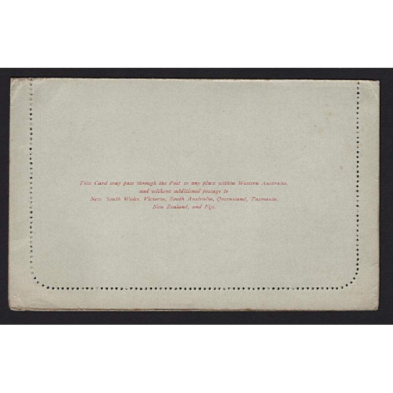 (MK15019) WESTERN AUSTRALIA · 1902: unused 2d brown-red QV Letter Card Pope LC 2 · panels stuck together · some minor peripheral wear (including some light dicolouration) so please view both largest images · c.v. AU$400 (2 images)