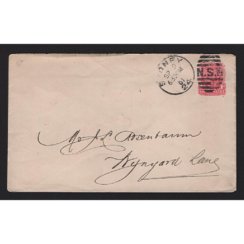 (MK15024) NEW SOUTH WALES · 1901: used stamped-to-order envelope used by D. Mitchell & Co. Ltd. with 1d rose Shield indicium H&G KB7 · quite exhibitable condition