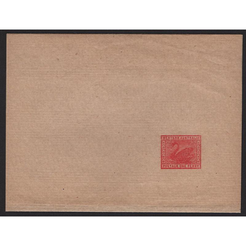 (MK15029) WESTERN AUSTRALIA · 1910: unused folded 1d red Swan wrapper (no-line border) Pope WR6 · light diagonal bend visible from back o/wise in fine condition · c.v. AU$500