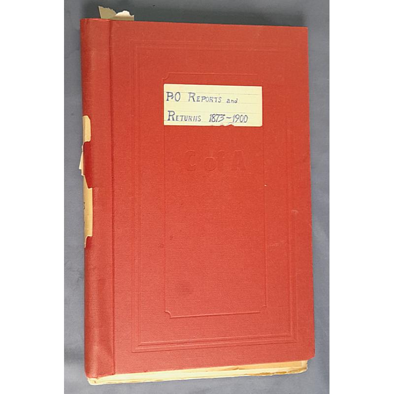 (MM1517A) TASMANIA · 1873/1900: foolscap size springback binder housing printed POST OFFICE REPORTS AND RETURNS for the period · contents are in excellent condition · invaluable material here for the postal historian! (3 sample images)