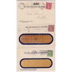 (MM1638) TASMANIA · 1916/33: six small OHMS covers each bearing a different letter-rate KGV defin perf 'T' · overall excellent condition (2 images)