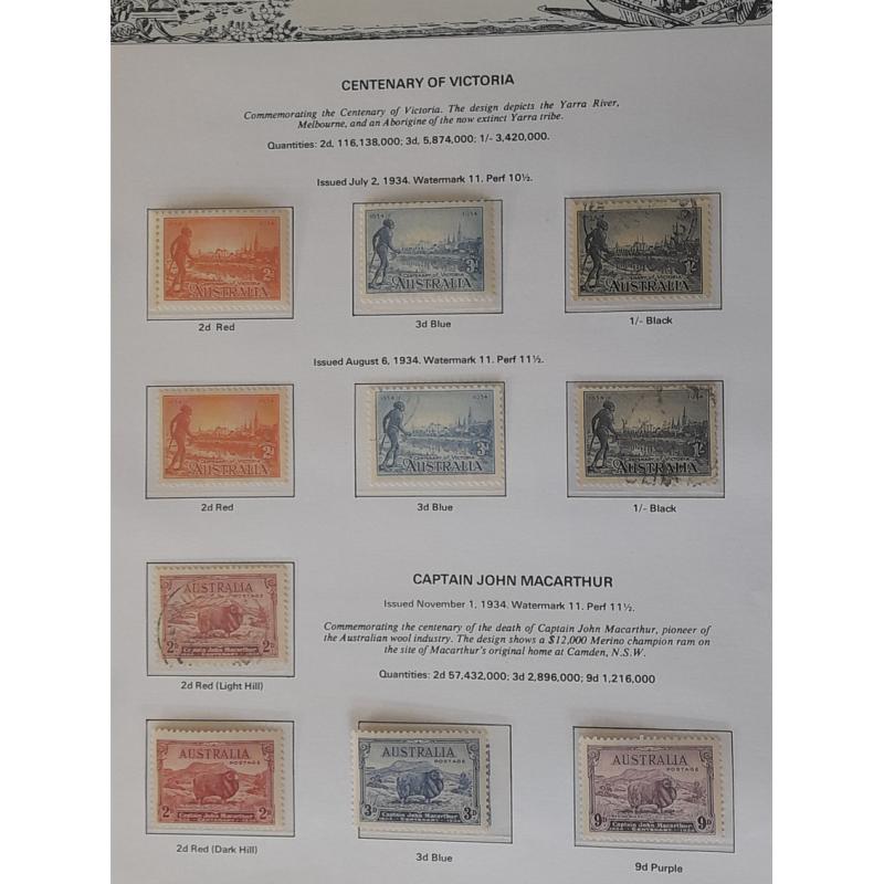 (PB1045A) AUSTRALIA · 1913/65: binder with 7 Seas pages housing a still promising remaindered collection of MNH/M/U oddments and sets from the period · noted some good "pickings" (see description) · condition a little mixed (8 sample images)