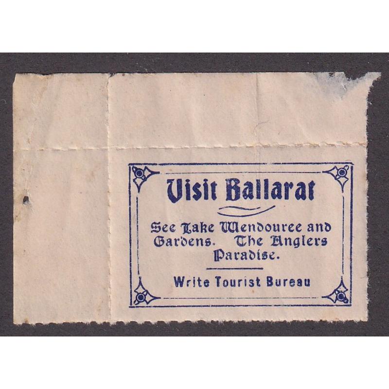 (PM1035) VICTORIA · c.1910: mint VISIT BALLARAT poster stamp · some gum faults (mainly on selvedge) · looks good from the business side .... please view both largest images