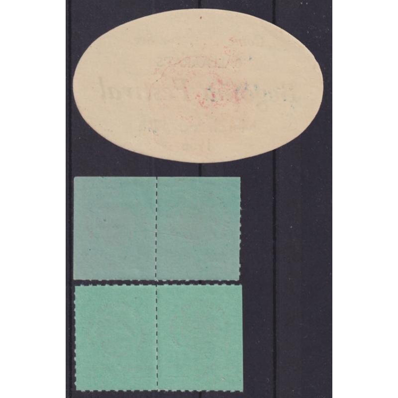 (PM1036) VICTORIA · 1956: three different poster stamps advertising BALLAARAT'S BEGONIA FESTIVAL · the blue paper label has a gum bend o/wise condition is excellent to fine (3 items)