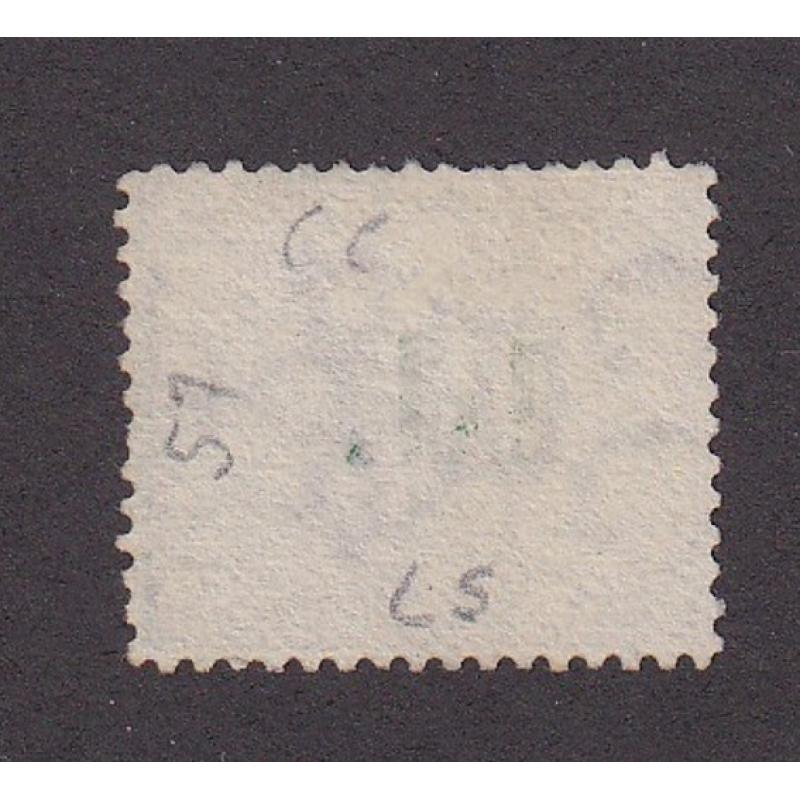 (PM1038) WESTERN AUSTRALIA · 1885: lightly used 3d pale brown Swan (Crown/CC wmk) optd '1d' in green SG 92 · a couple of shortish perfs o/wise in nice condition · c.v. £80 (2 images)