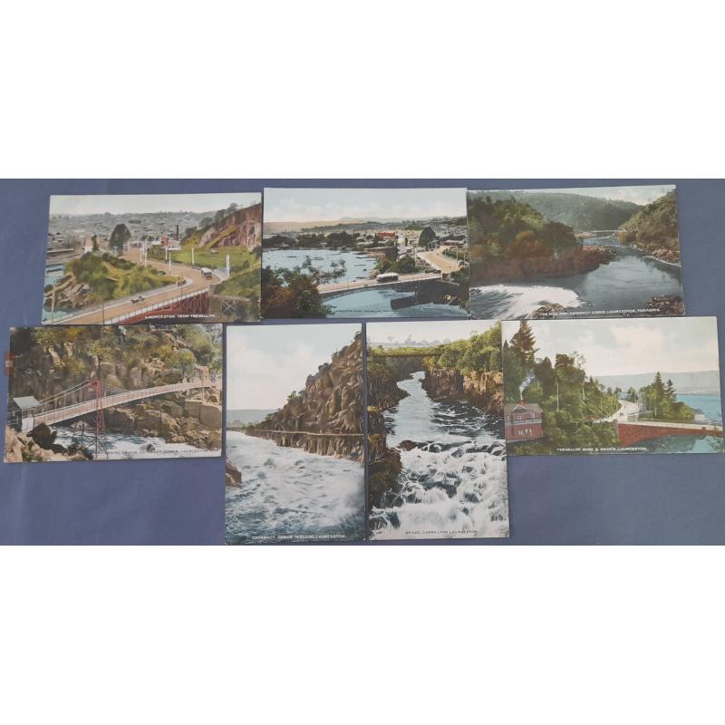 (PM1042) TASMANIA · c.1915: seven colour cards from the same series by Spurling & Son with LAUNCESTON and CATARACT GORGE views all in fine condition (7)