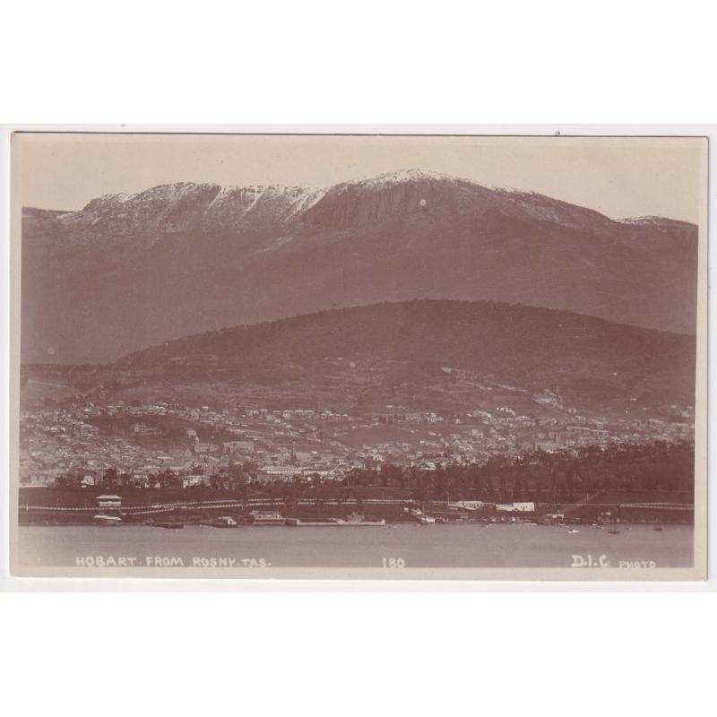 (PM1044) TASMANIA · 1920s: unused TAS GOVT TOURIST BUREAU real photo cared produced by D.I.C. w/view HOBART FROM ROSNY (No.180) · fine condition (2 images)