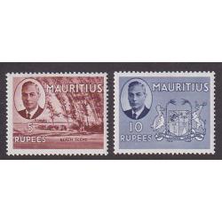 (PR1042) MAURITIUS · 1950: mint 5R and 10R values from the last KGVI pictorial defin issue SG 289/290 both in excellent condition front/reverse · total c.v. £58 (2 images)