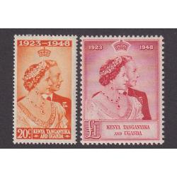 (PR1047) KENYA UGANDA & TANGANYIKA · 1948: fresh mint KGVI S/Wedding duo SG 157/8 · excellent condition · c.v. £50 (2 images)