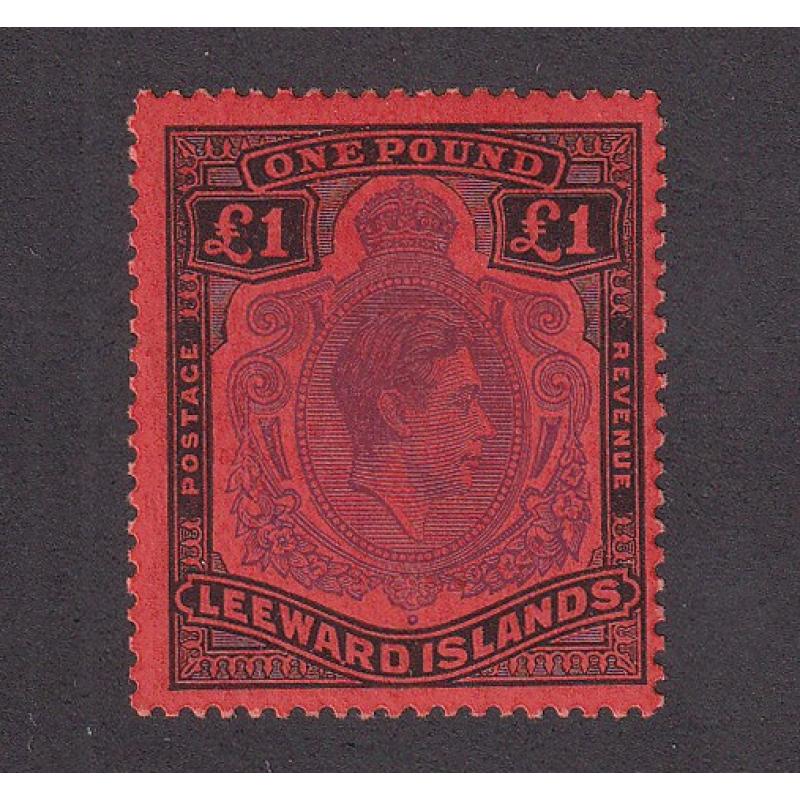 (PR1051) GRENADA · 1952: mint £1 violet & black on scarlet KGVI defin perf.13 SG 114c in excellent condition · c.v. £30 (2 images)