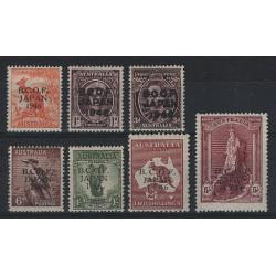 (PR1715) AUSTRALIA · B.C.O.F  1946/47: complete overprints SG J1/7a all in fresh M/MLH condition · c.v. £200 (2 images)