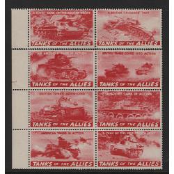 (PR1730) GREAT BRITAIN · 1940s: "Tanks of the Allies" and "Britain's Royal Navy" propaganda cinderellas · 8 different of each in multiples · some hinge remnants · 16 items in excellent to fine condition