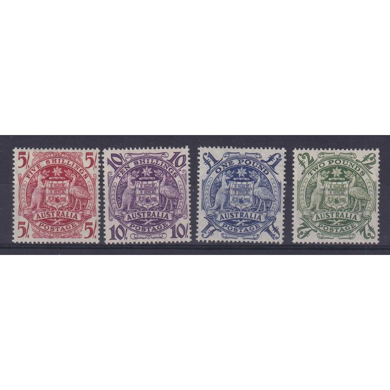 (PR1736) AUSTRALIA · 1949/50: fresh mint Arms issue SG 224a/d · clean hinge remnants · c.v. £150 (2 images)