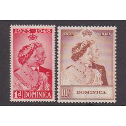 (PR1741) DOMINICA · 1948: mint KGVI S/Wedding duo SG 112/113 both in nice condition front/reverse · c.v. £30 (2 images)