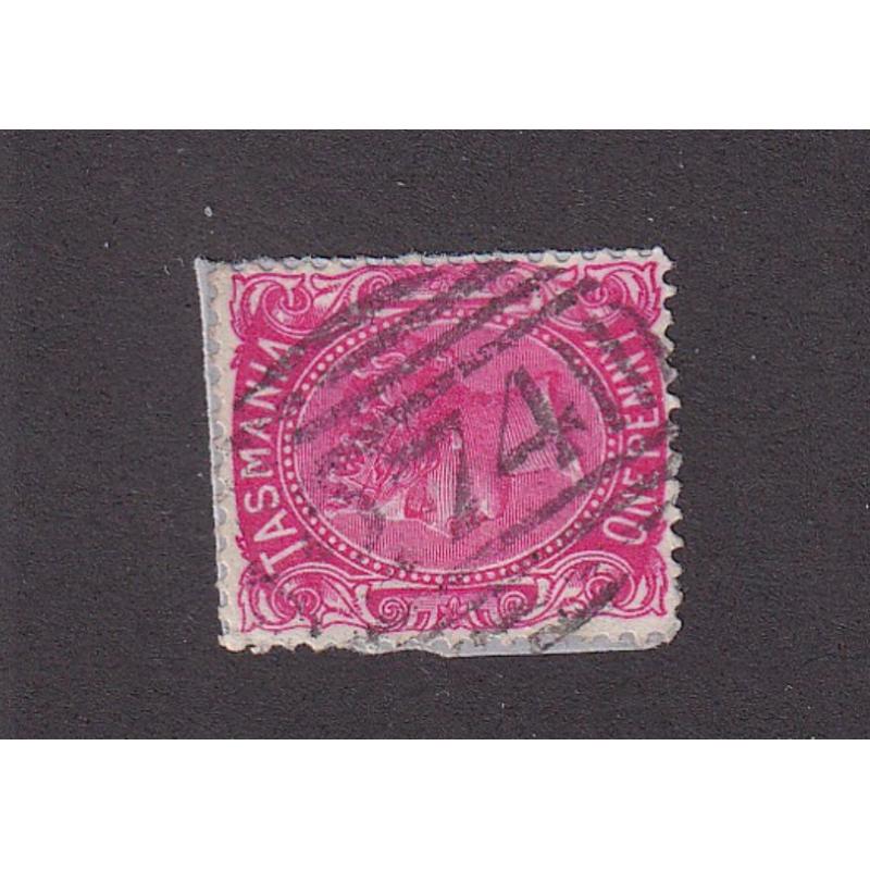 (PU1000) TASMANIA · a clear strike of BN274 used at UXBRIDGE centrally struck on a 1d QV S/face · postmark is rated RRR