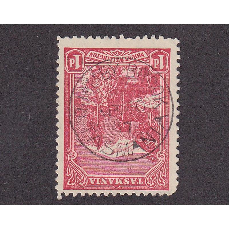 (PU1005) TASMANIA · 1907: a light but discernible and complete strike of the QUAMBY BROOK Type 1 cds on a 1d Pictorial · postmark is rated RR(11)