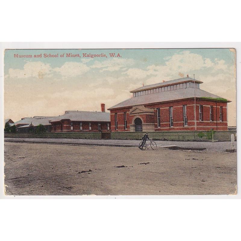 (RC1001) WESTERN AUSTRALIA · c.1910: colour card by Falk & Co. w/view of the MUSEUM AND SCHOOL OF MINES, KALGOORLIE · some minor peripheral wear o/wise in excellent condition · message on verso but not postally used